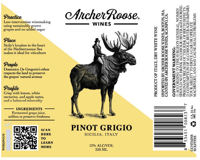 TABC label artwork for Archer Roose Pinot Grigio