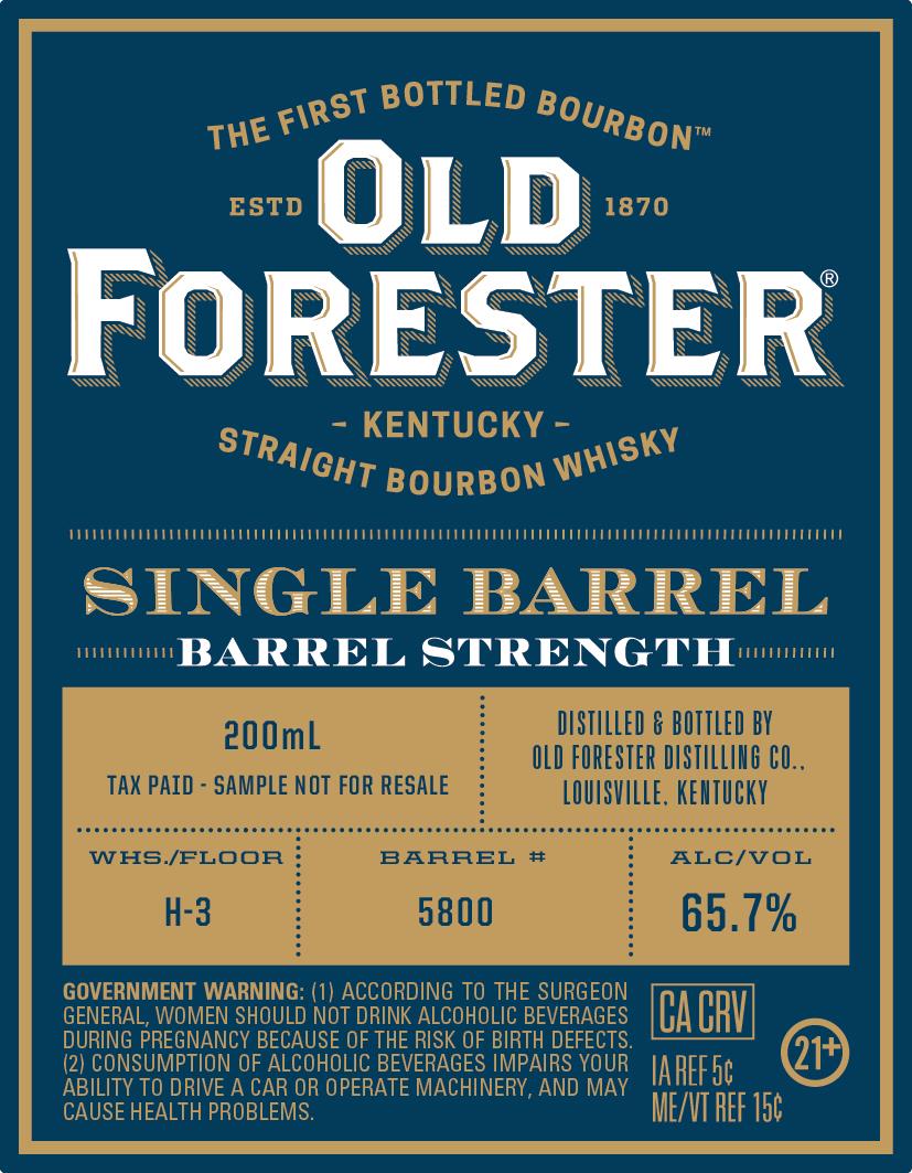 TABC label artwork for Old Forester Single Barrel Barrel Strength