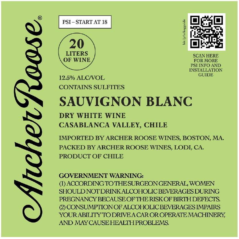 TABC label artwork for Archer Roose Sauvignon Blanc 20L