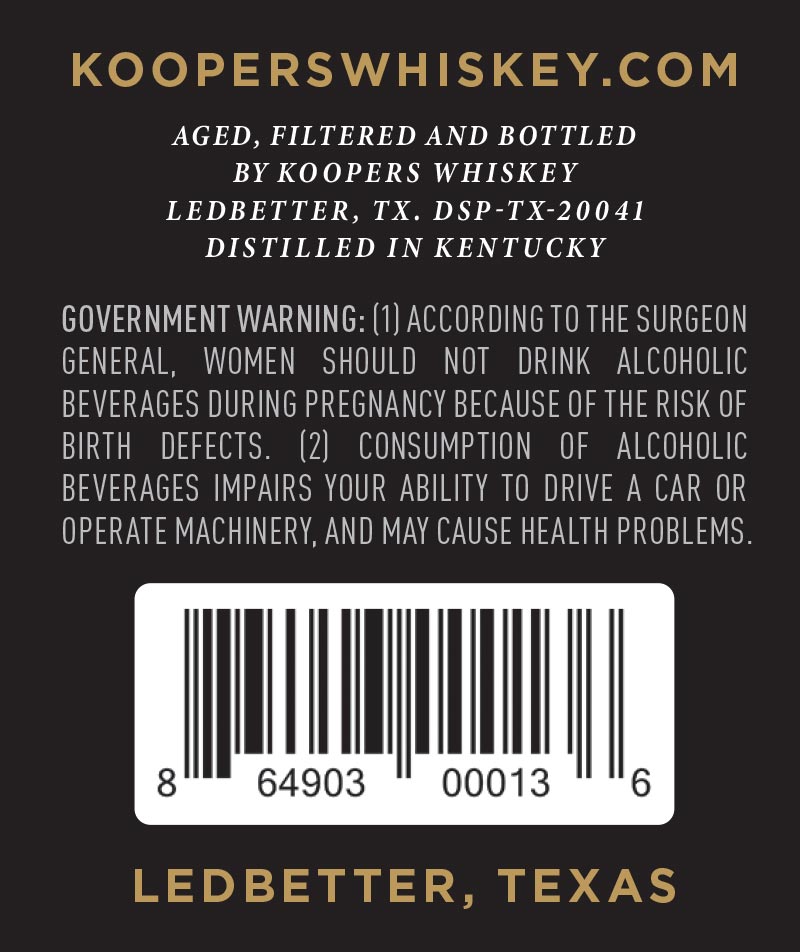 TABC label artwork for Barrel Reserve Straight Bourbon Whiskey