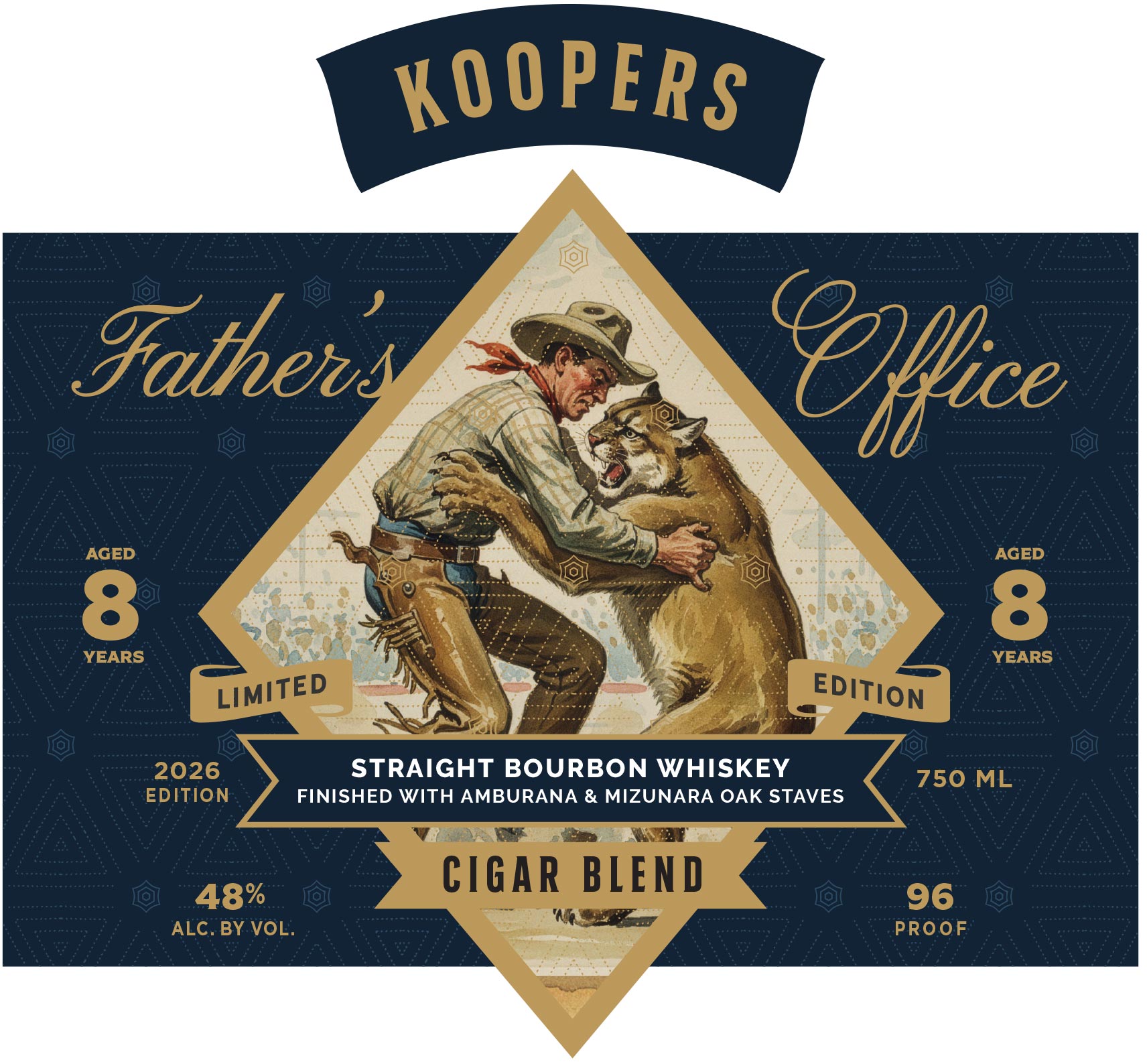 TABC label artwork for Fathers Office Straight Bourbon Whiskey