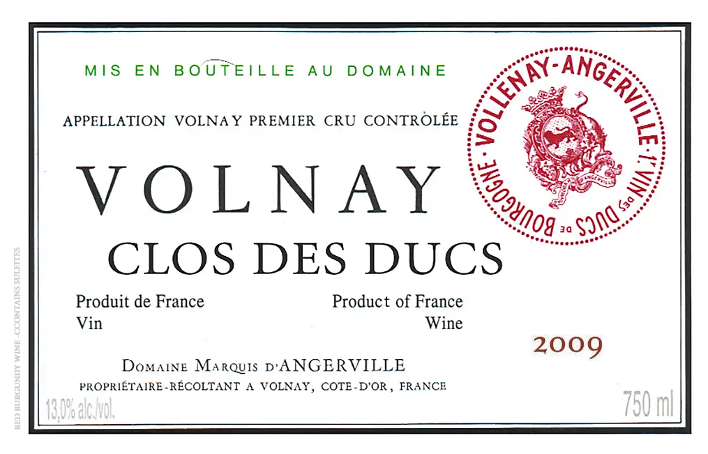 TABC label artwork for DOMAINE MARQUIS D'ANGERVILLE CLOS DES DUCS