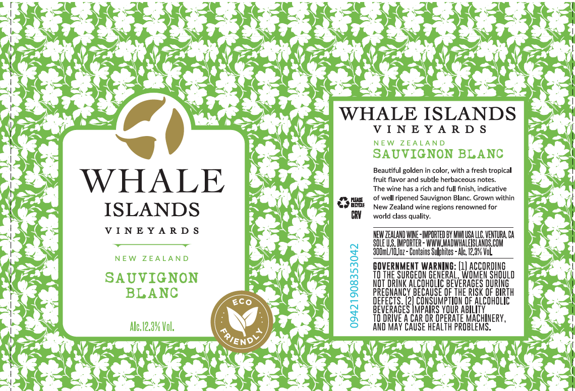 TABC label artwork for Whale Islands Vineyards Sauvignon Blanc