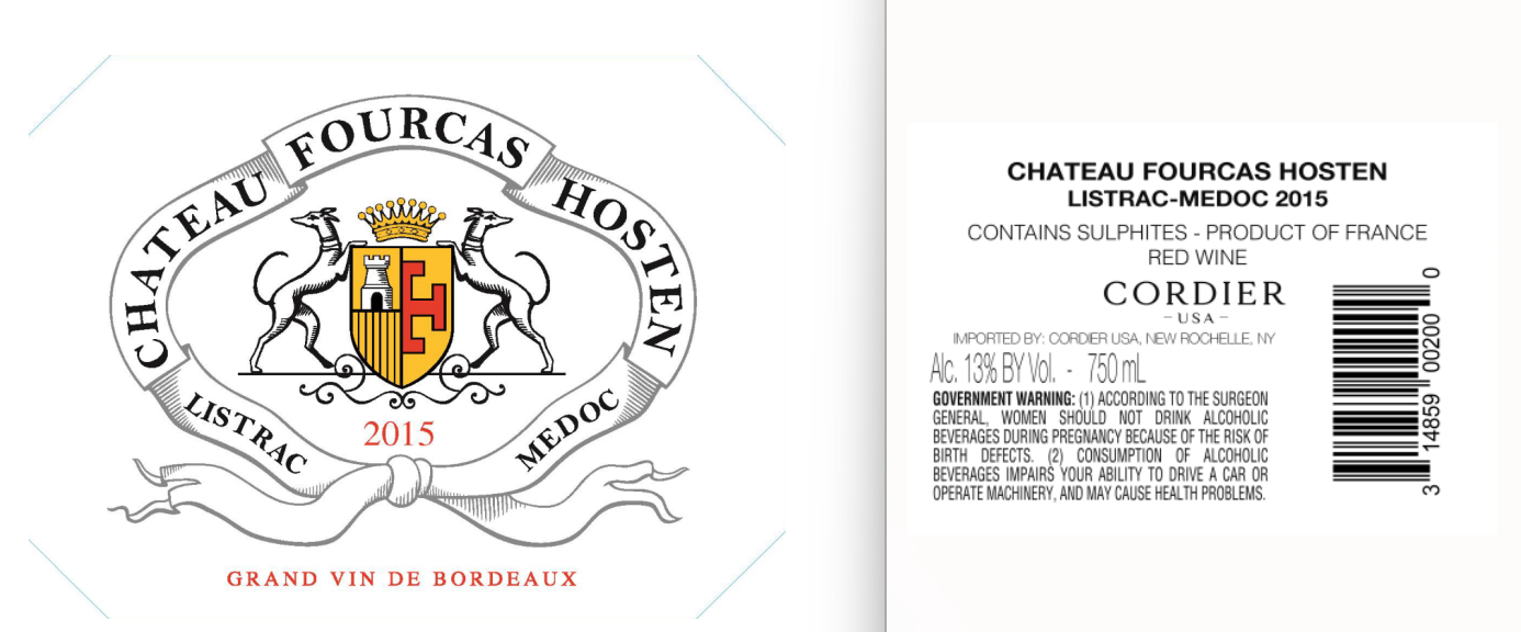 TABC label artwork for Chateau Fourcas Hosten Red Wine