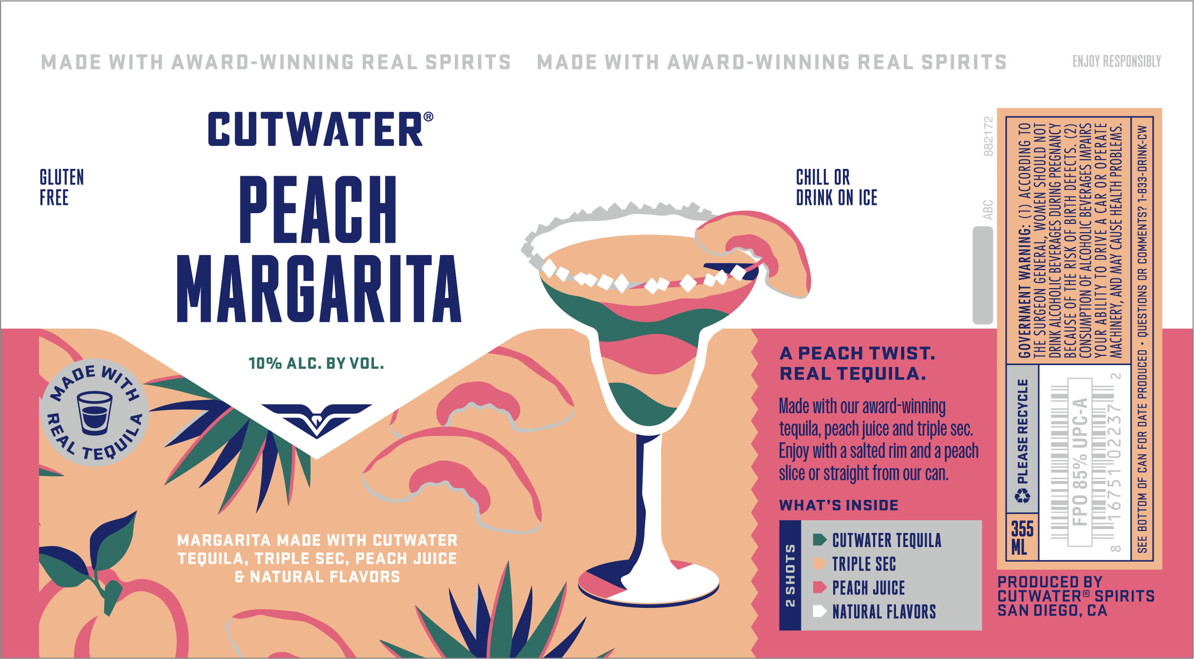 TABC label artwork for CUTWATER PEACH MARGARITA (CROSSBREW)