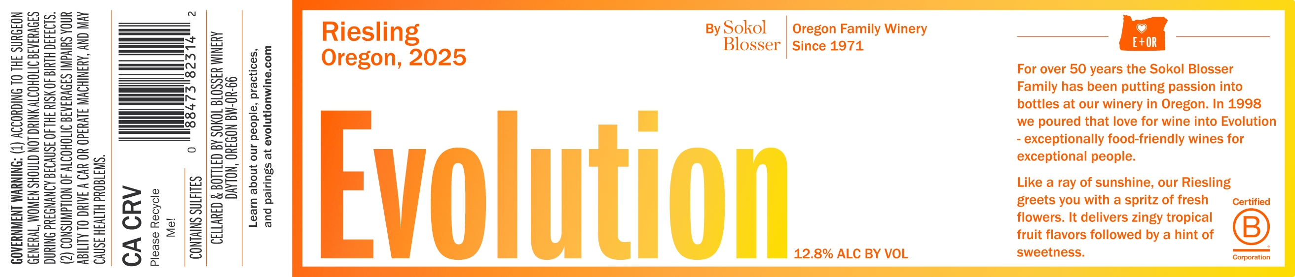 TABC label artwork for Evolution Riesling