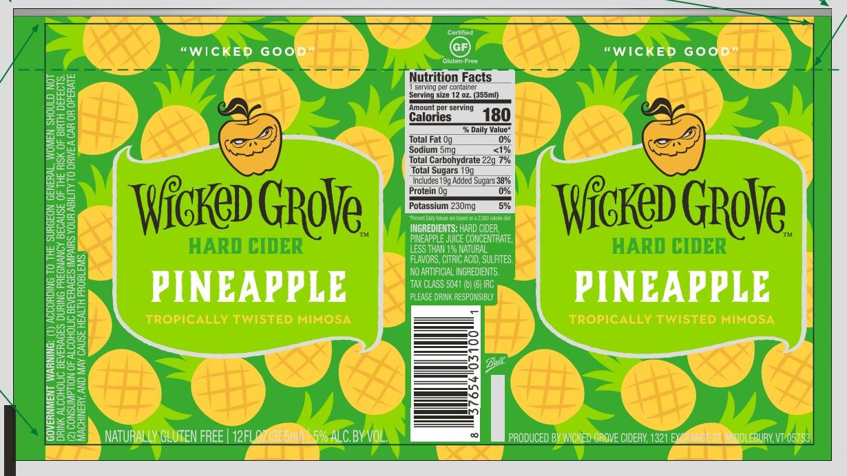 TABC label artwork for Wicked Grove Hard Cider Pineapple