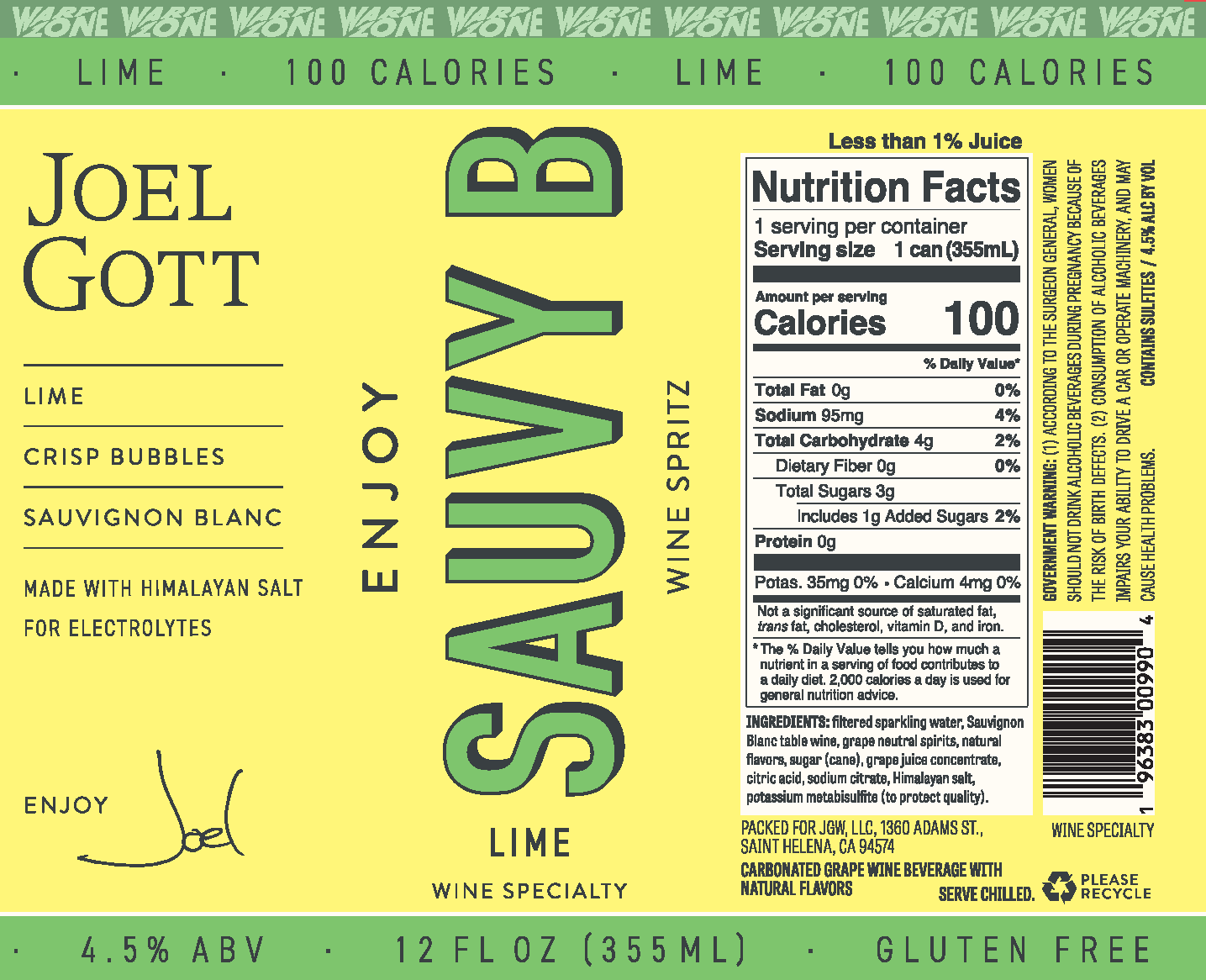 TABC label artwork for Joel Gott Sauvy B Lime Wine Spritz