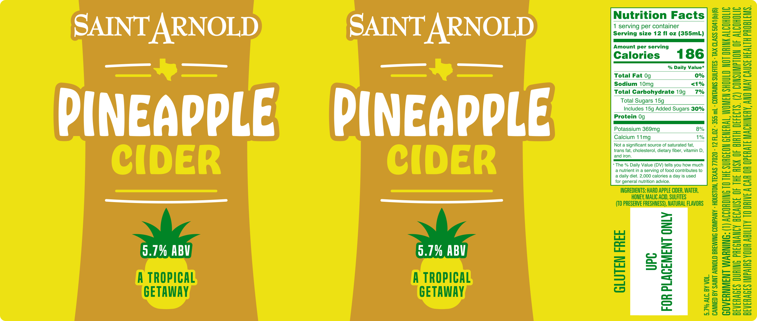 TABC label artwork for Saint Arnold Pineapple Cider