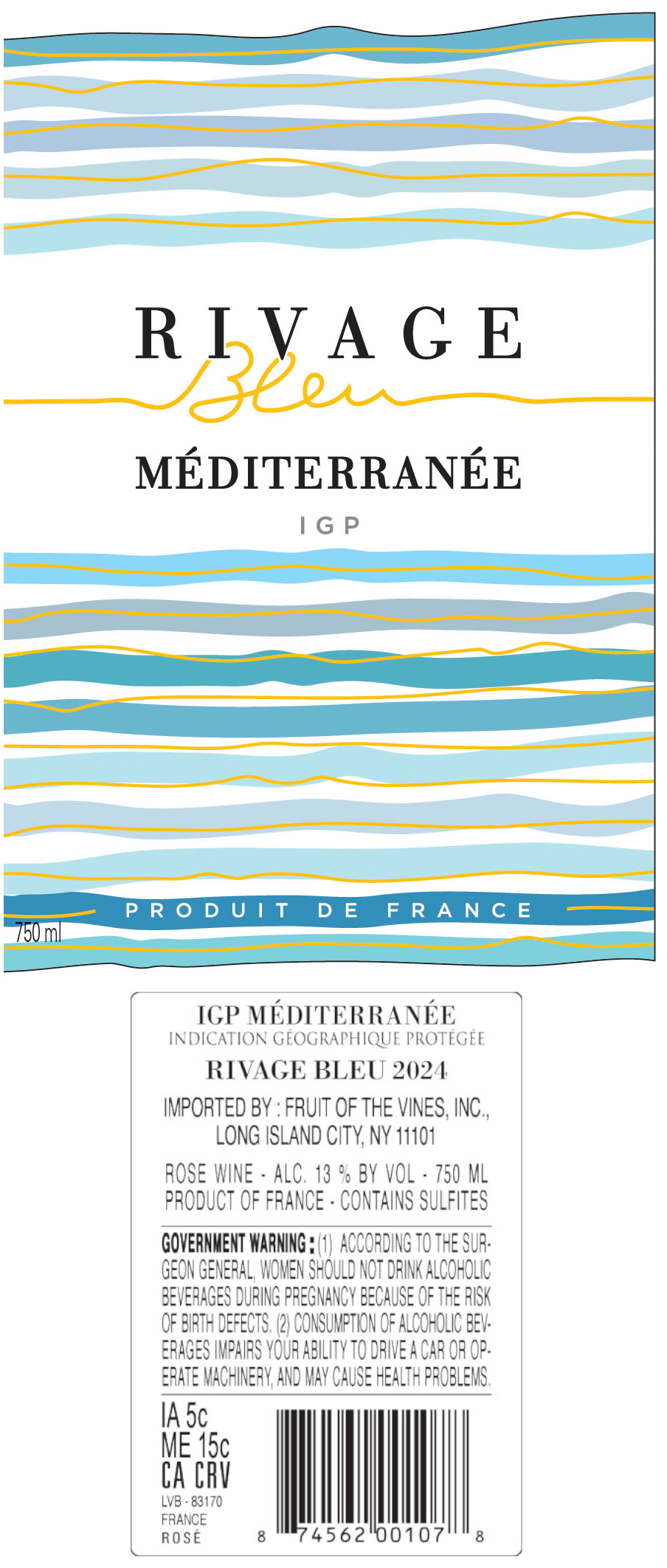 TABC label artwork for Rivage Bleu IGP Mediterranee Rose