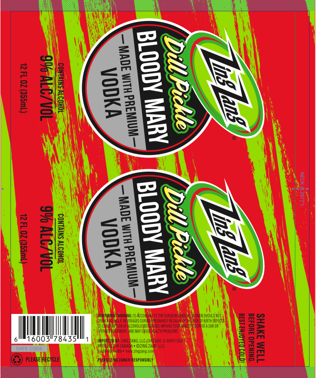 TABC label artwork for Zing Zang Dill Pickle Bloody Mary