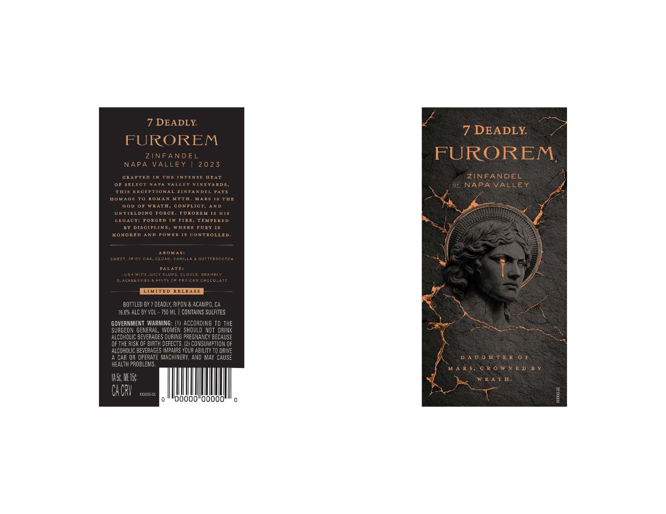 TABC label artwork for 7 Deadly- Zinfandel