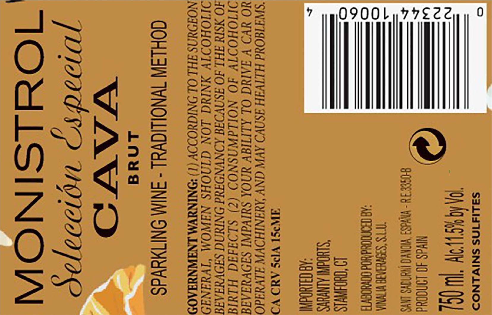 TABC label artwork for MONISTROL SELECCION ESPECIAL CAVA