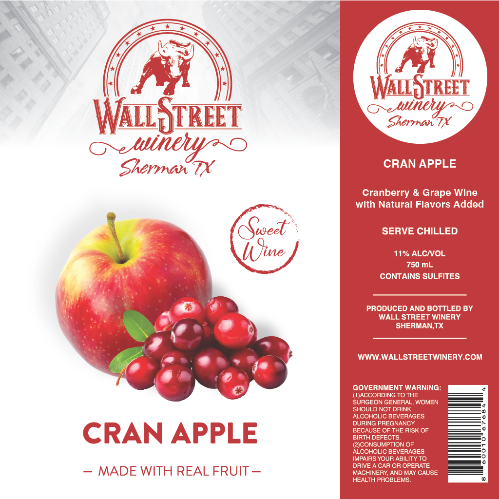 TABC label artwork for WALL STREET WINERY CRAN APPLE