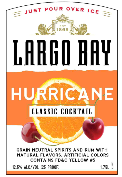 TABC label artwork for Largo Bay Hurricane