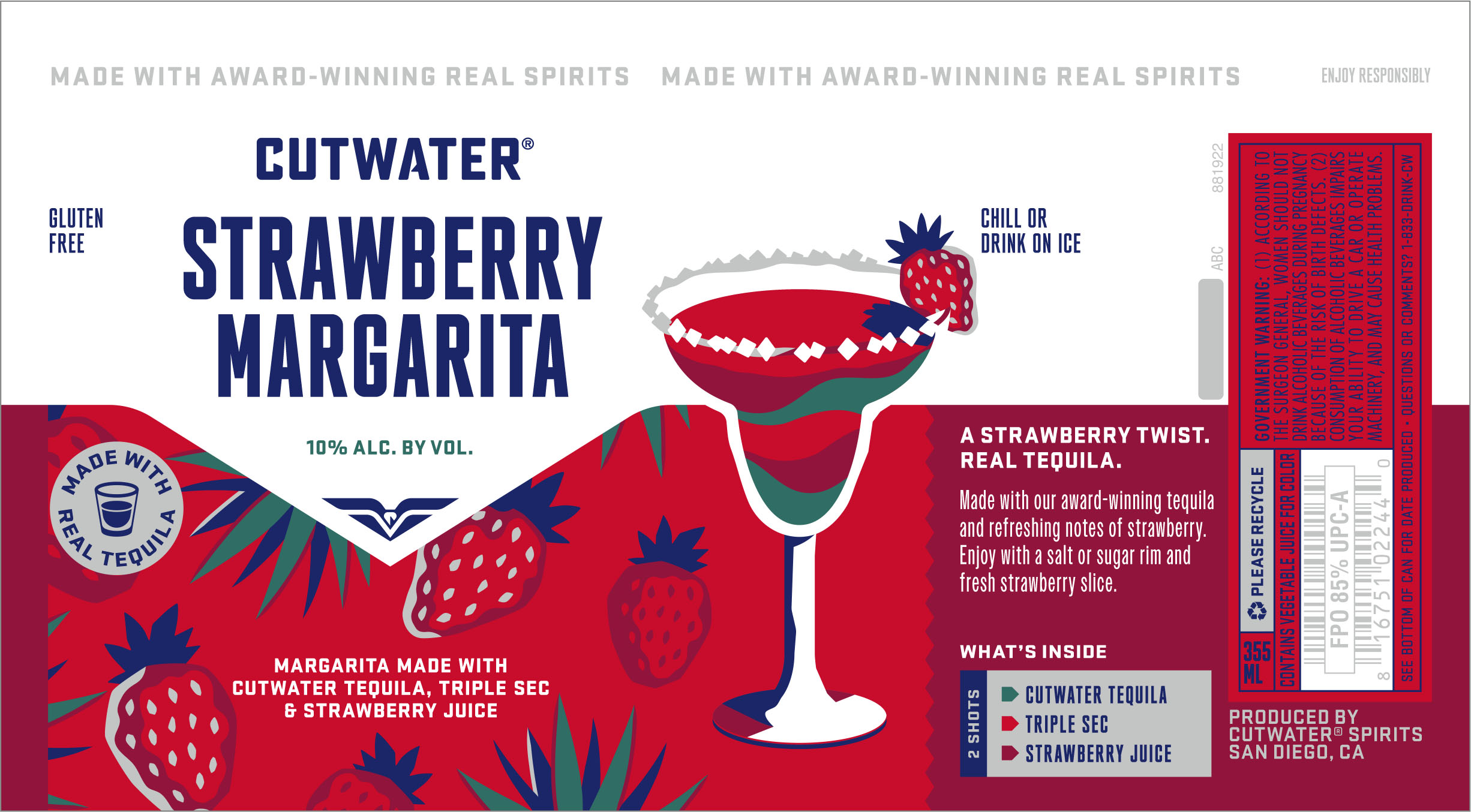 TABC label artwork for CUTWATER STRAWBERRY MARGARITA (CROSSBREW)