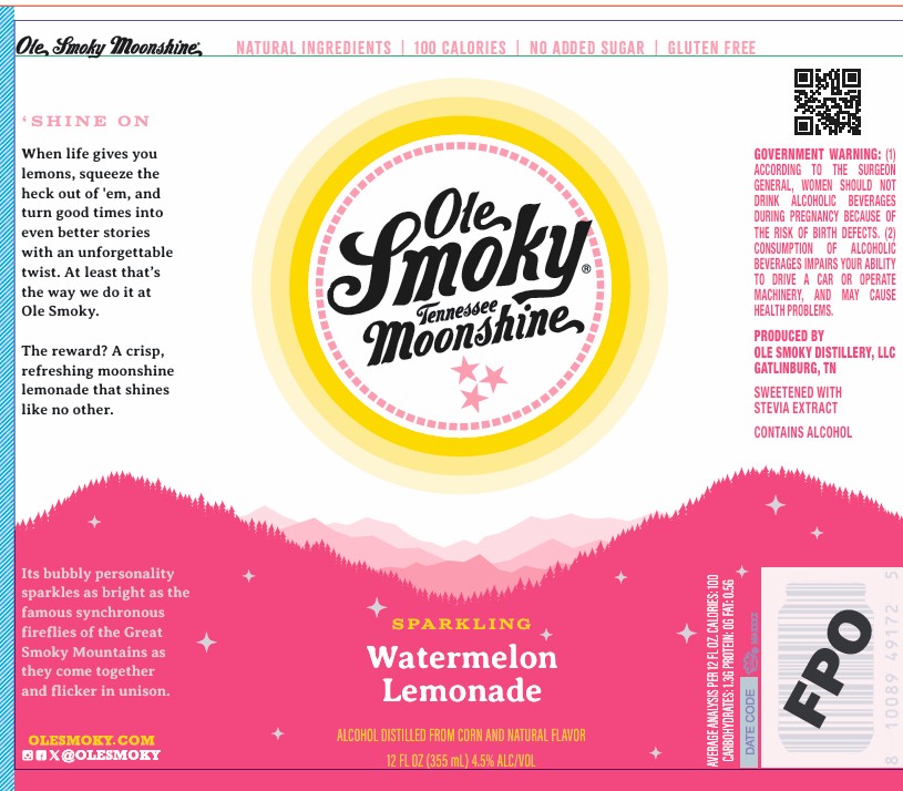 TABC label artwork for OLE SMOKY SPARKLING WATERMELON LEMONADE