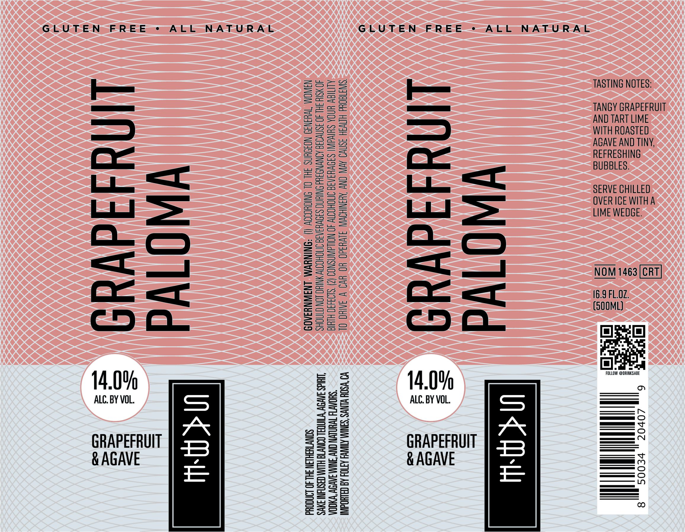 TABC label artwork for SABE GRAPEFRUIT PALOMA