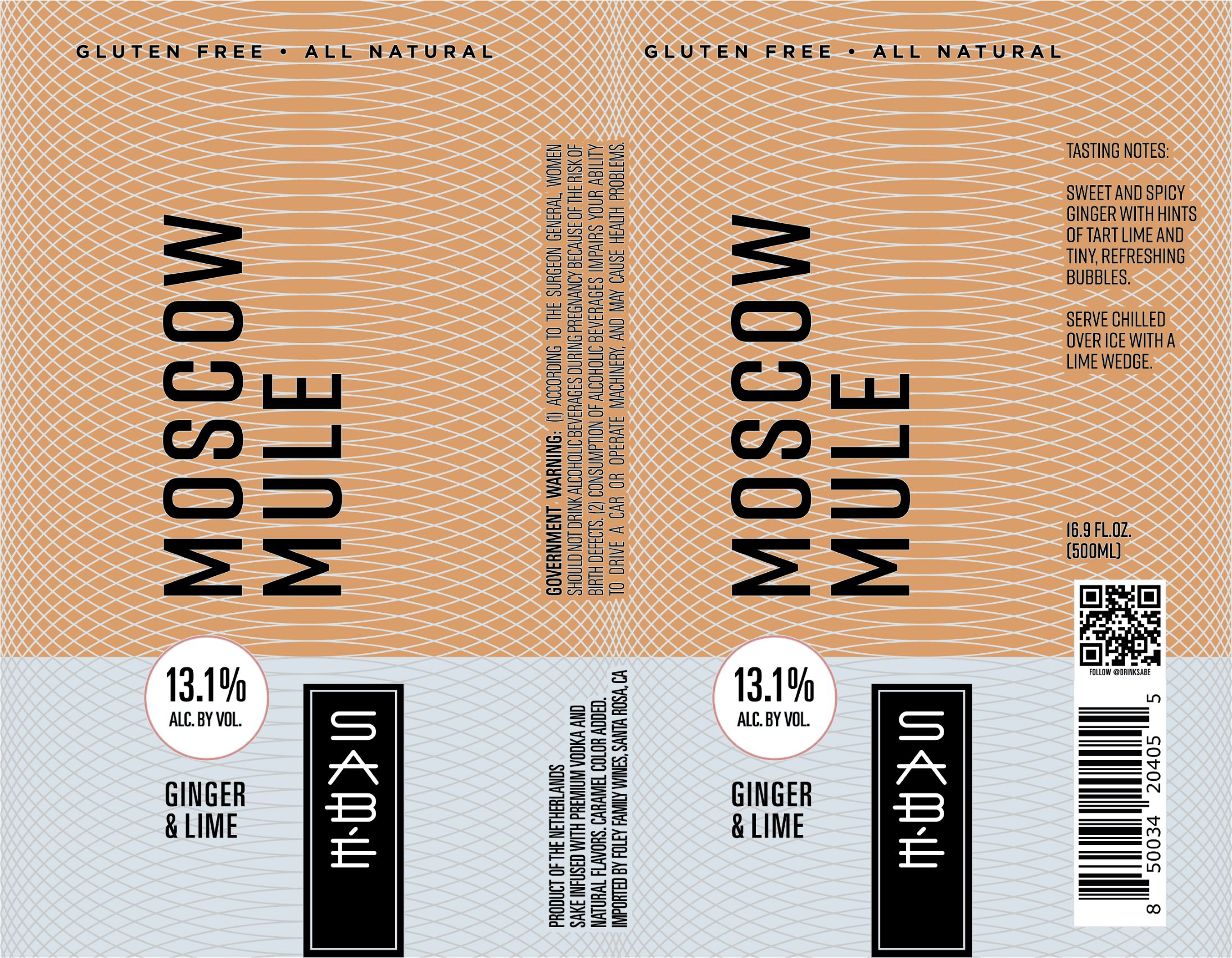 TABC label artwork for SABE MOSCOW MULE