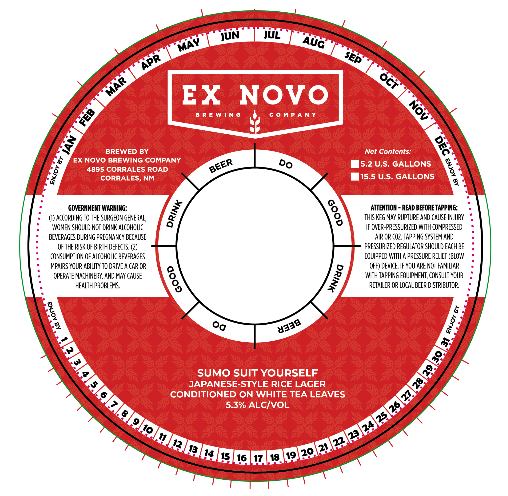 TABC label artwork for Ex Novo Sumo Suit Japanese-Style Rice Lager