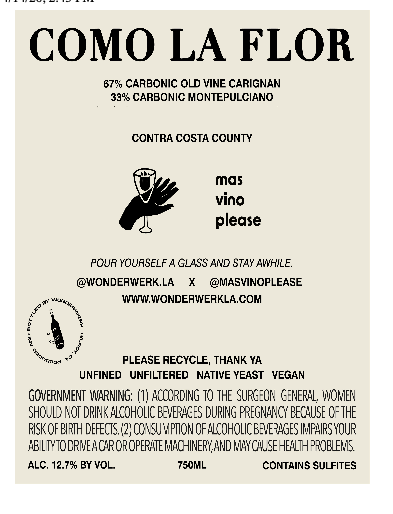 TABC label artwork for Como La Flor