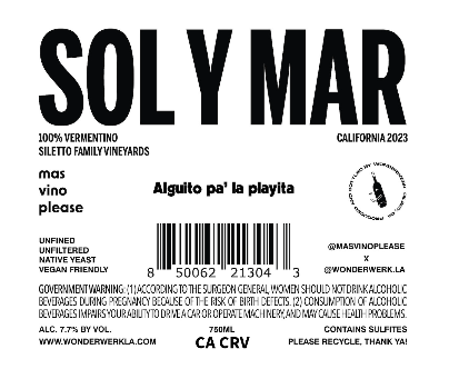 TABC label artwork for SOL Y MAR - Wonderwerk