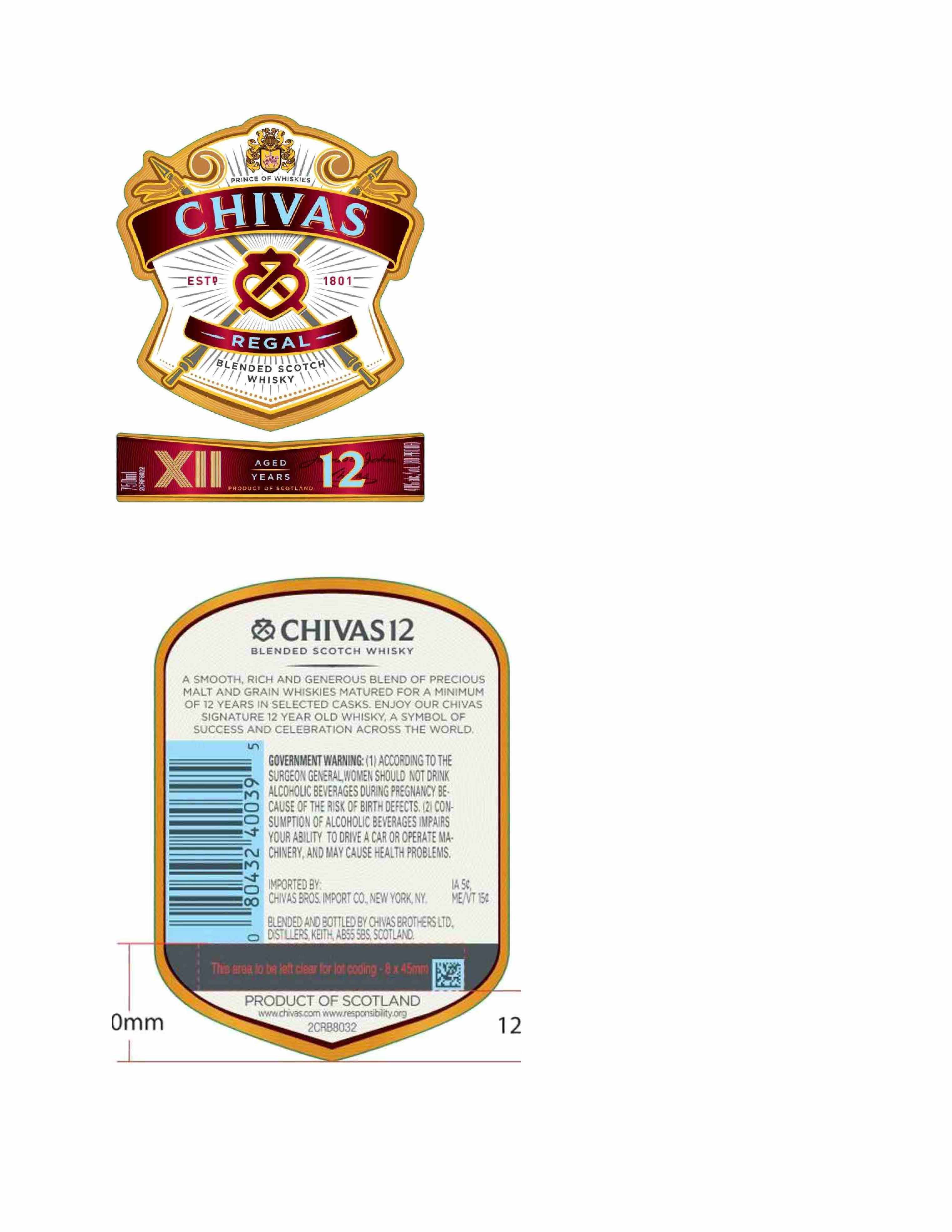 TABC label artwork for Chivas Regal 12 YO