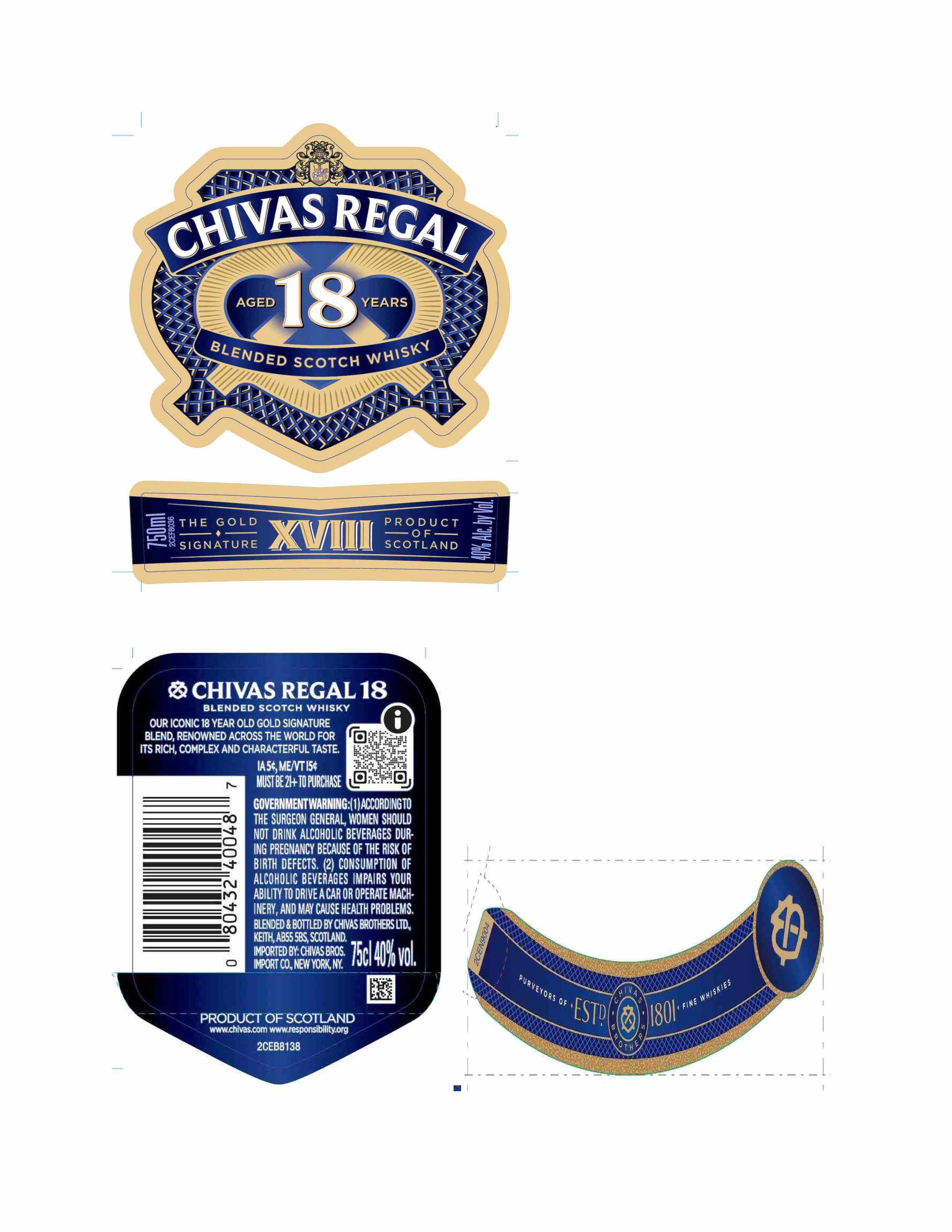 TABC label artwork for Chivas 18 Years Old