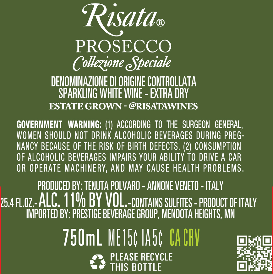 TABC label artwork for Risata Prosecco 750ml