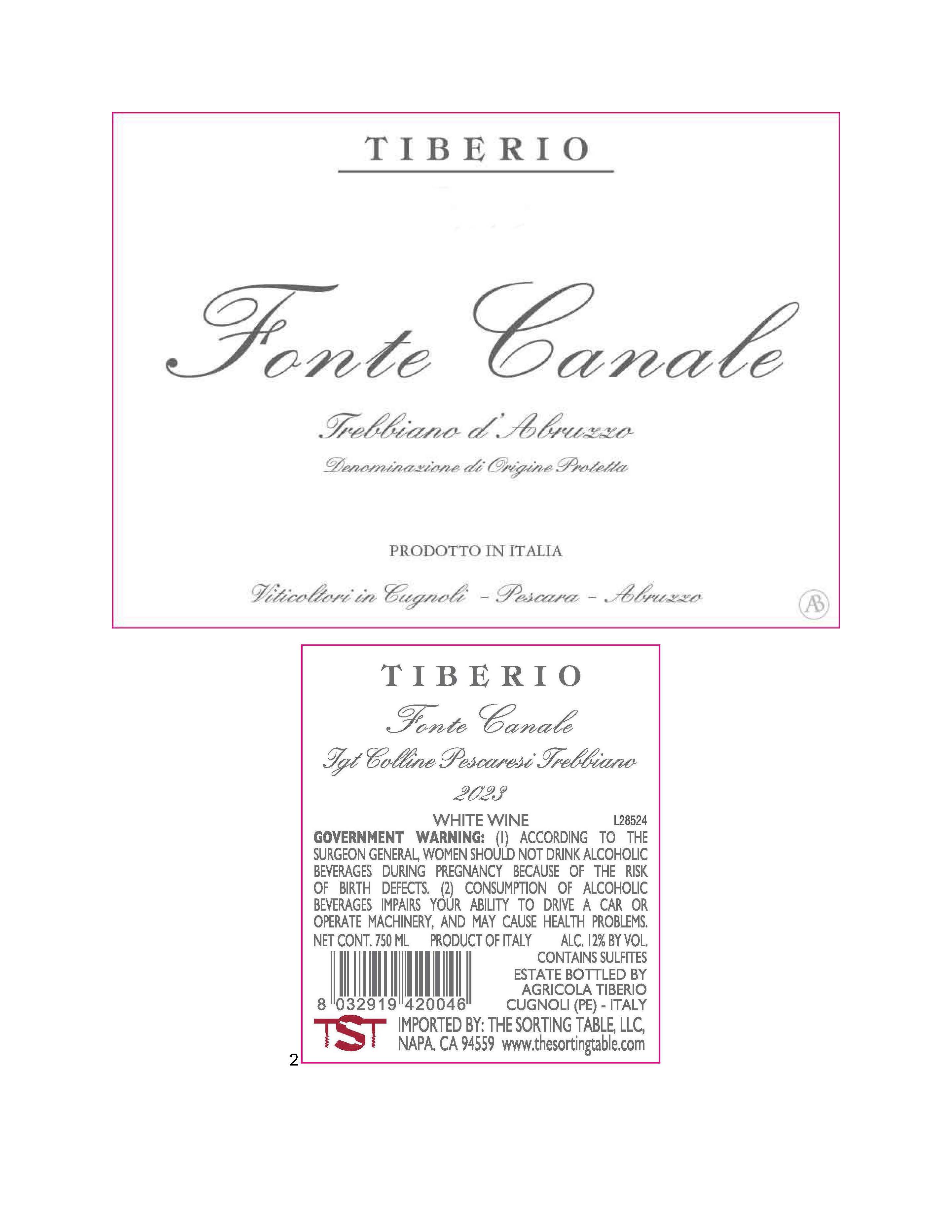 TABC label artwork for Tiberio Fonte Canale Trebbiano