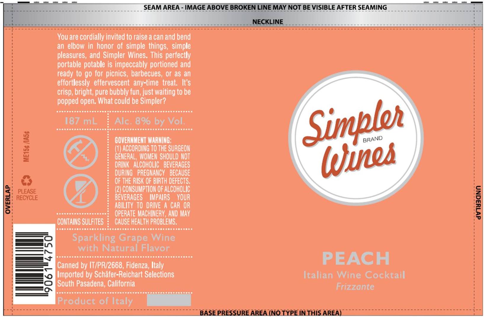 TABC label artwork for Simpler Wines Peach
