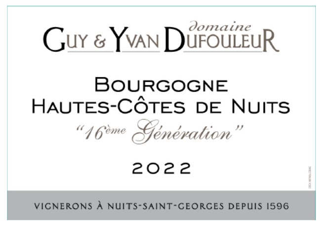 TABC label artwork for DOMAINE GUY & YVAN DUFOULEUR 16EME GENERATION