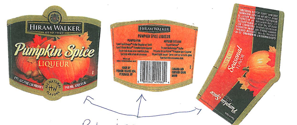 TABC label artwork for Hiram Walker Pumpkin Spice Liqueur