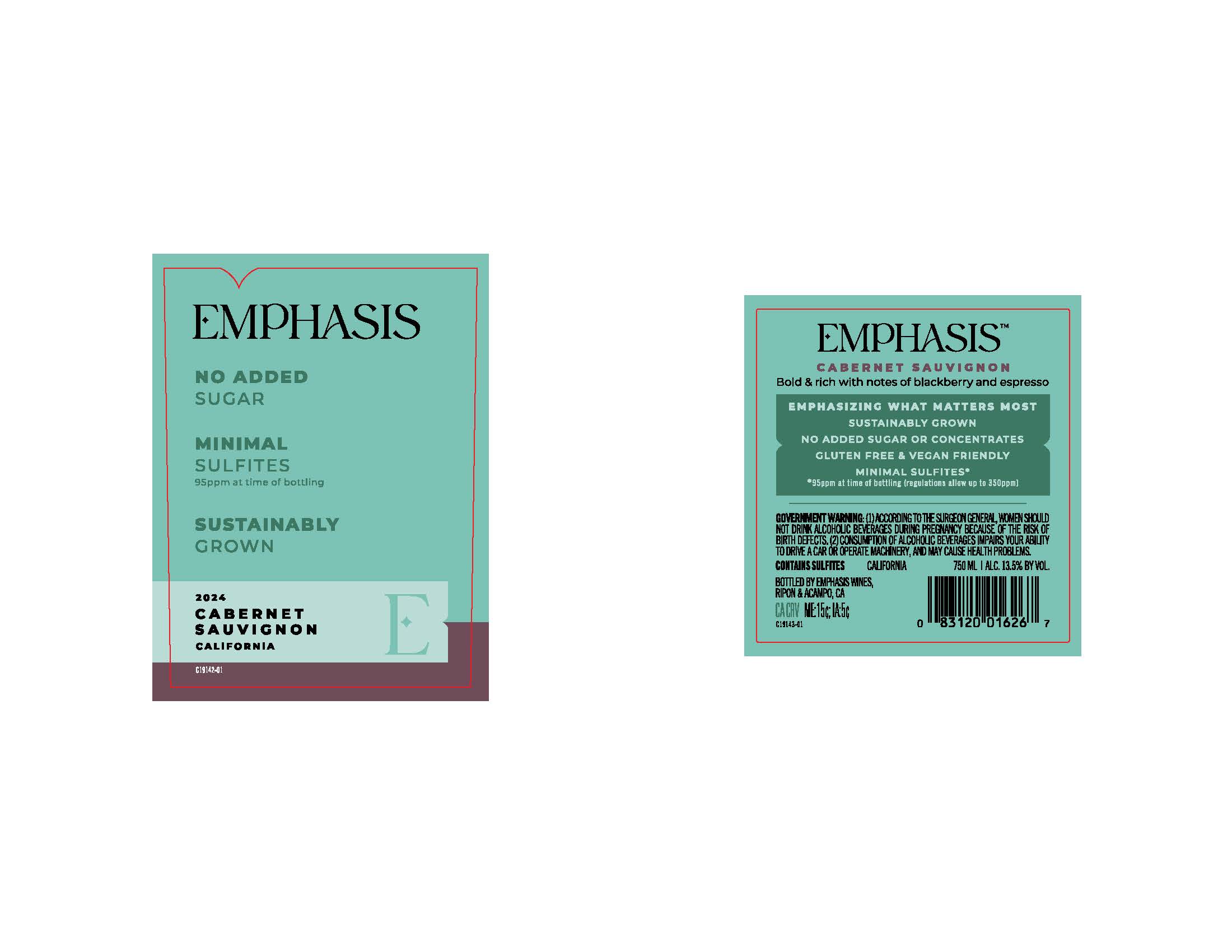 TABC label artwork for Emphasis- Cabernet Sauvignon