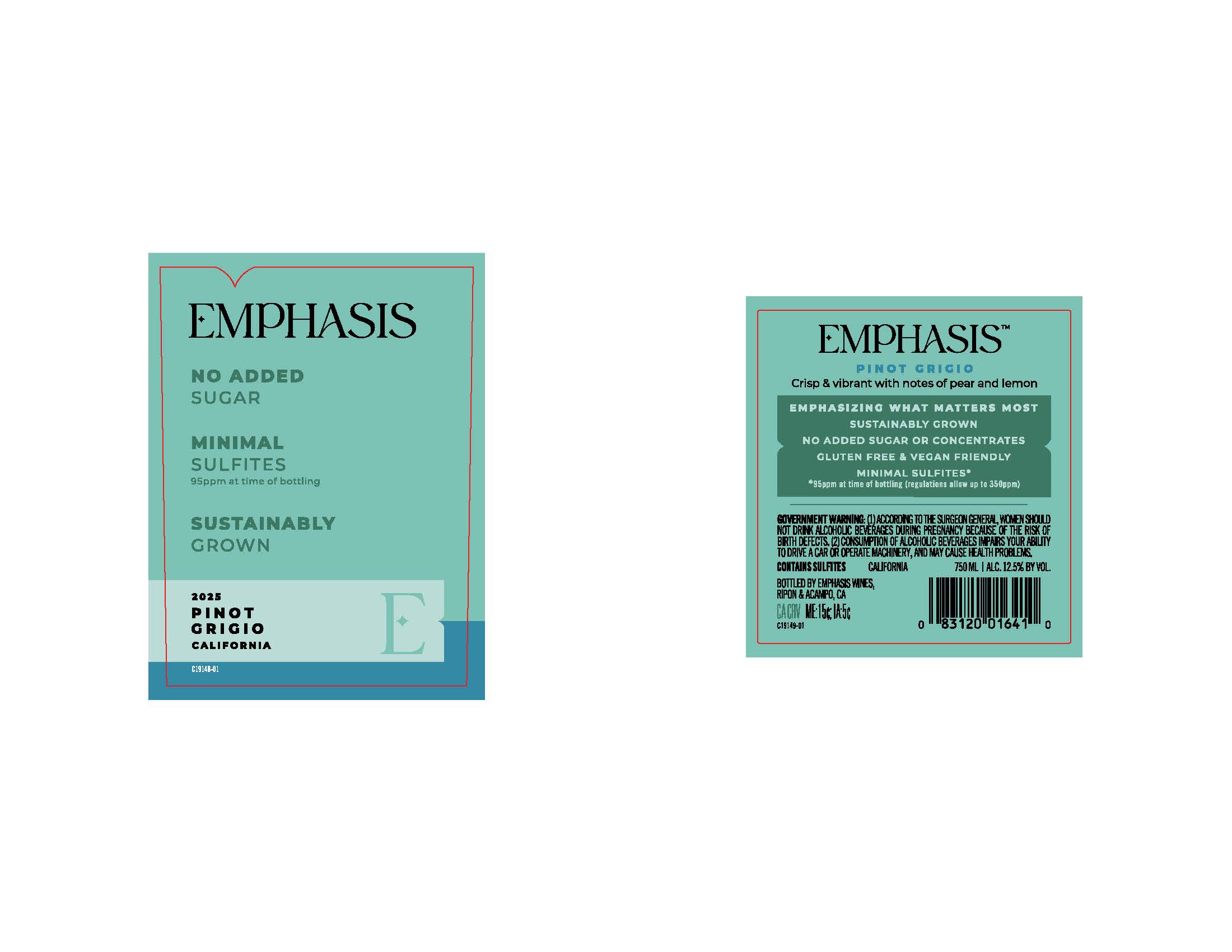 TABC label artwork for Emphasis- Pinot Grigio