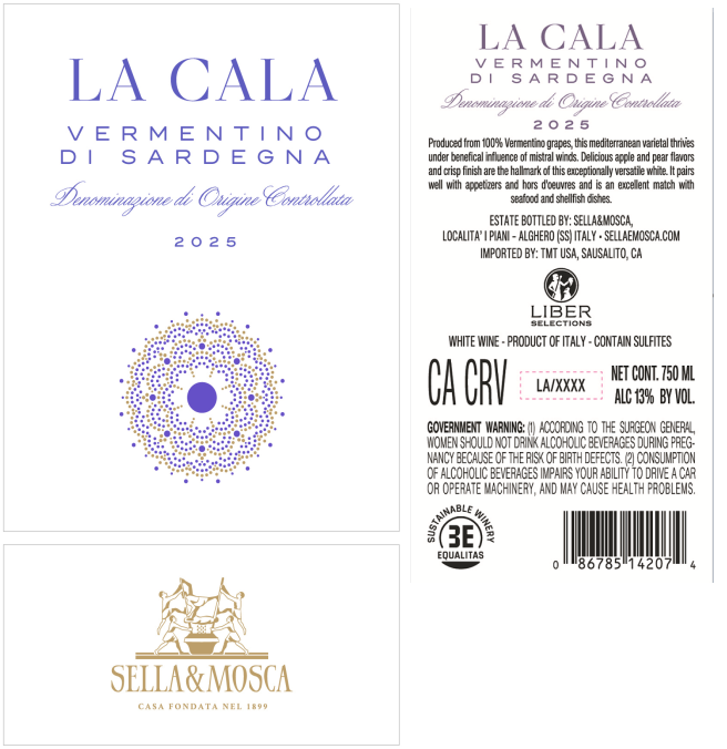 TABC label artwork for Sella & Mosca La Cala Vermentino Vermentino di Sardegna