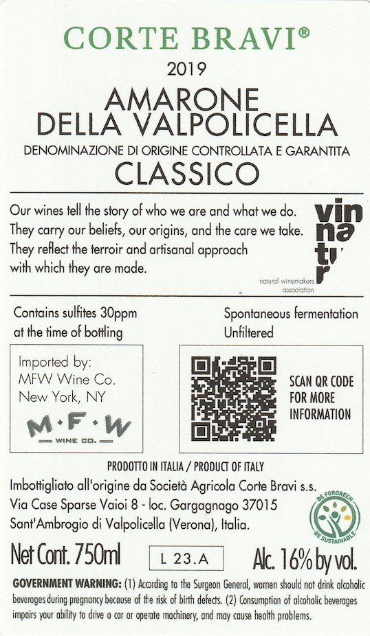 TABC label artwork for Corte Bravi Amarone della Valpolicella Classico