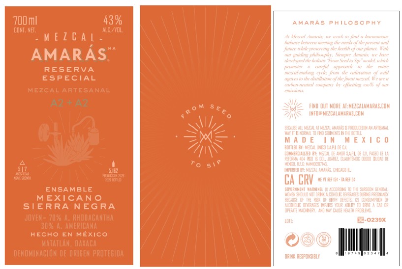 TABC label artwork for Amaras Sierra Negra Mexicano Reserva Especial LTO
