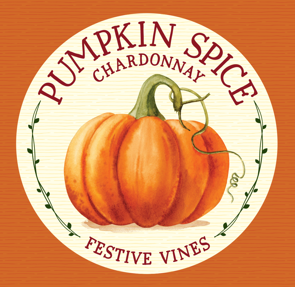 TABC label artwork for Festive Vines Pumpkin Chardonnay