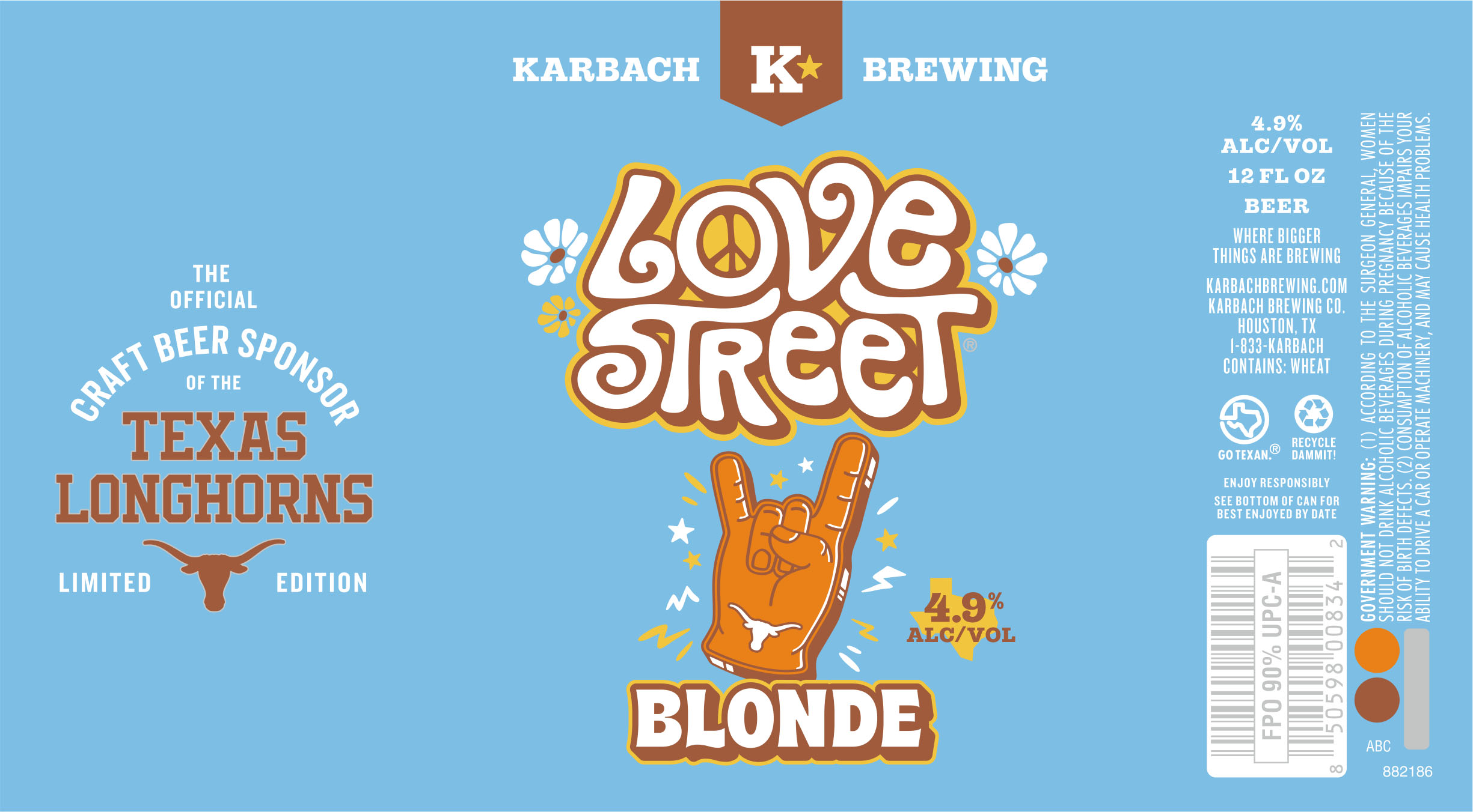 TABC label artwork for KARBACH LOVE STREET 2026 COLLEGE UNIVERSITY OF TEXAS LONGHORNS