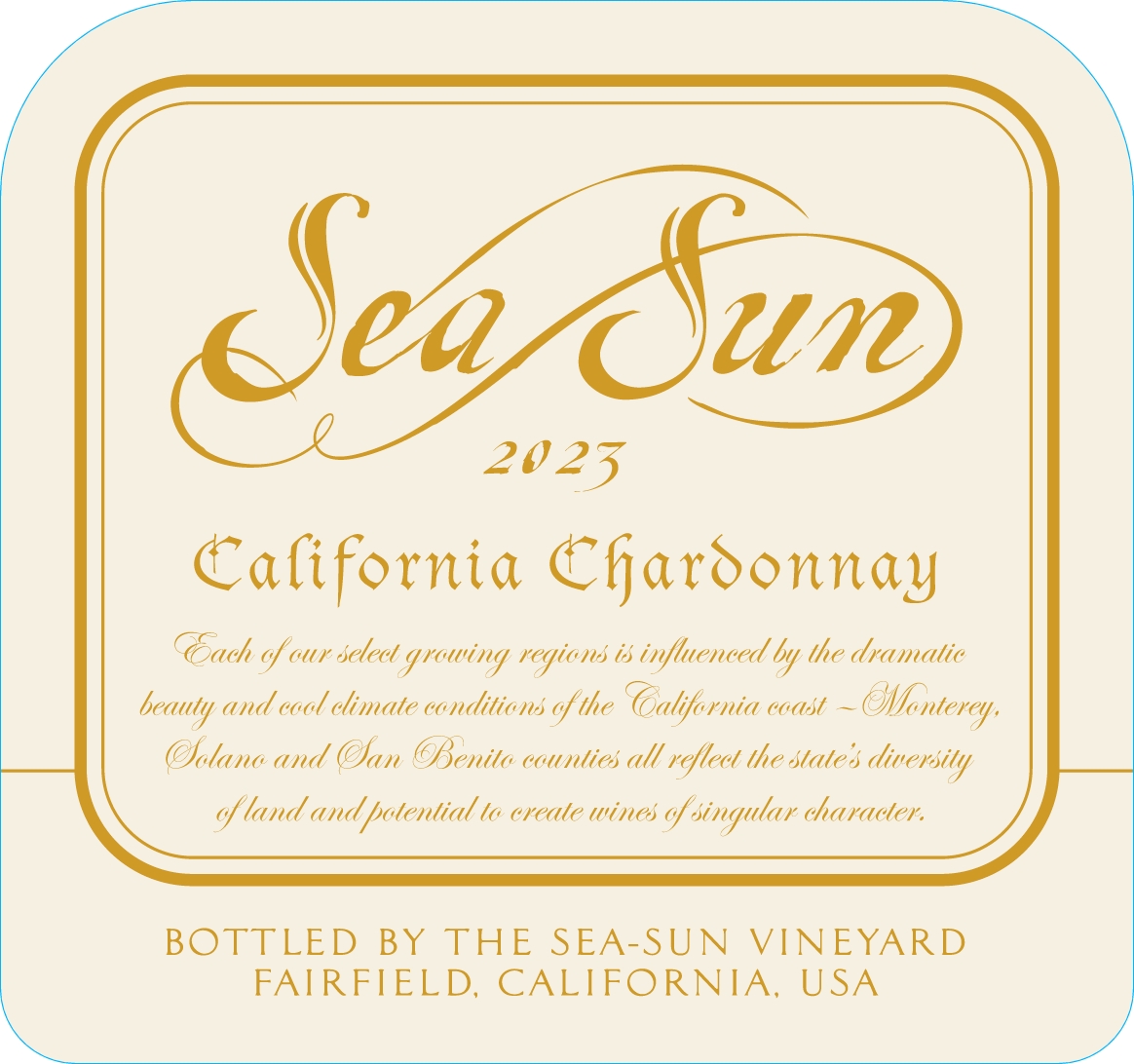 TABC label artwork for SEA SUN Cellar Door Release Chardonnay California