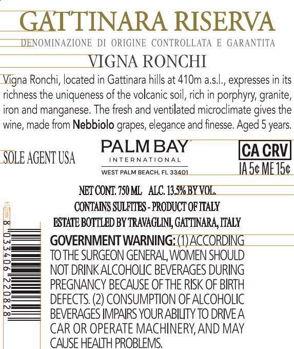 TABC label artwork for TRAVAGLINI GATTINARA VIGNA RONCHI