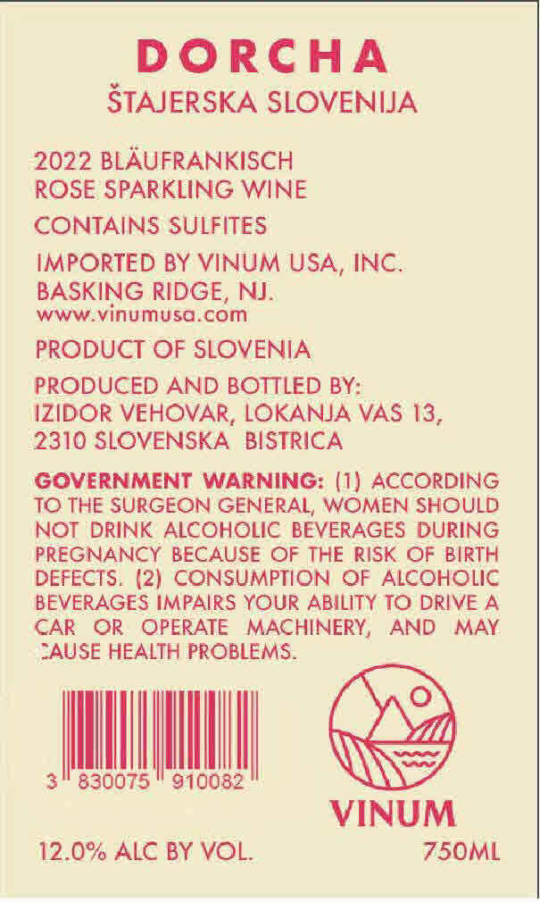 TABC label artwork for Dorcha Petillant Naturel Blaufrankisch Stajerska Slovenija Sparkling Wine