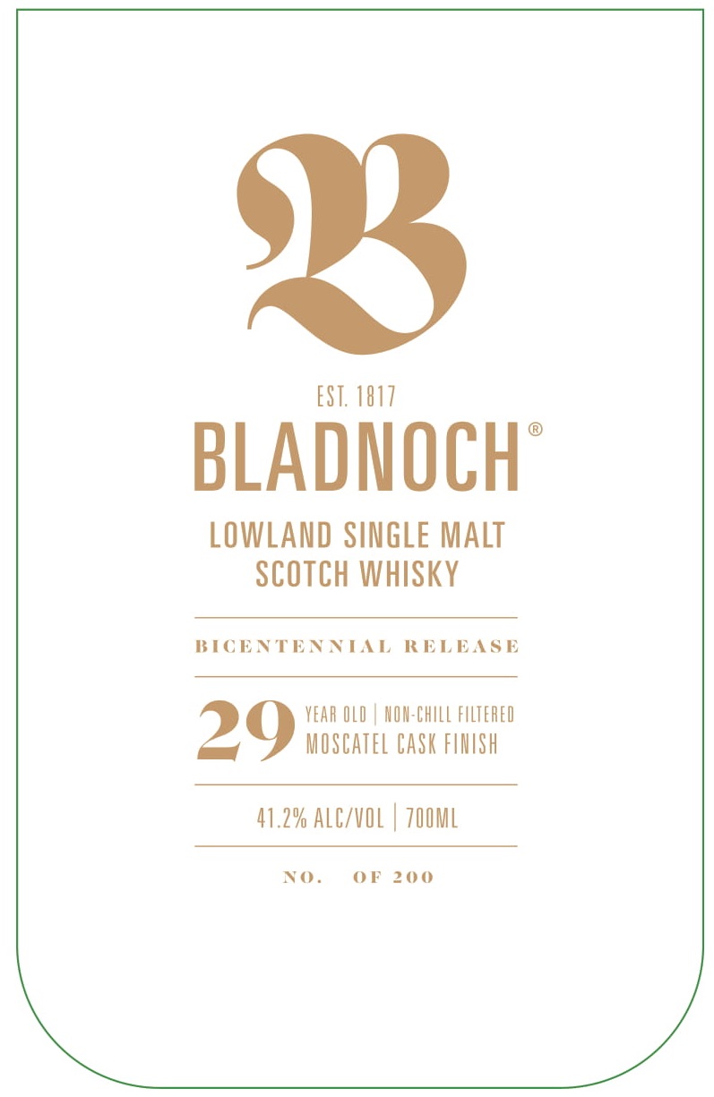 TABC label artwork for Bladnoch 29YO Bicentennial Release Moscatel Cask Finish