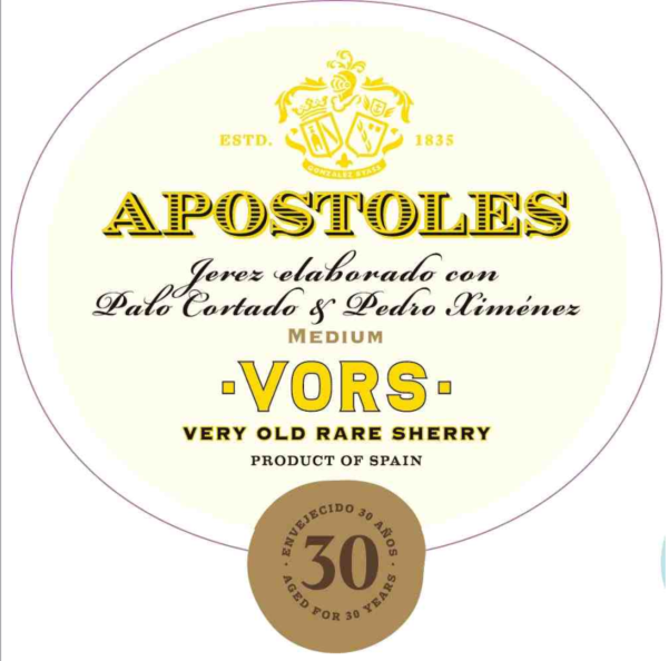 TABC label artwork for Gonzalez Byass Apostoles Jerez Xeres Sherry