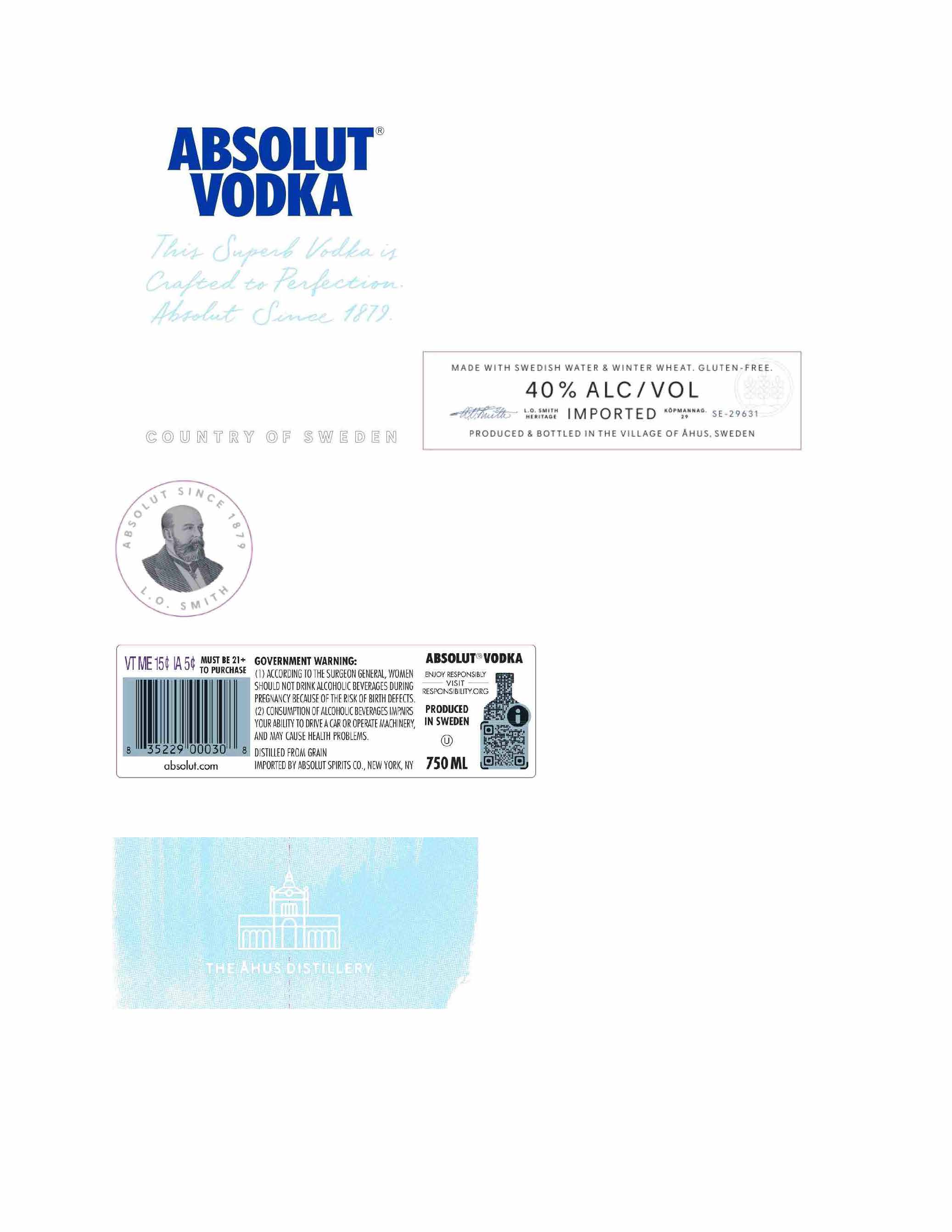 TABC label artwork for Absolut Base Vodka