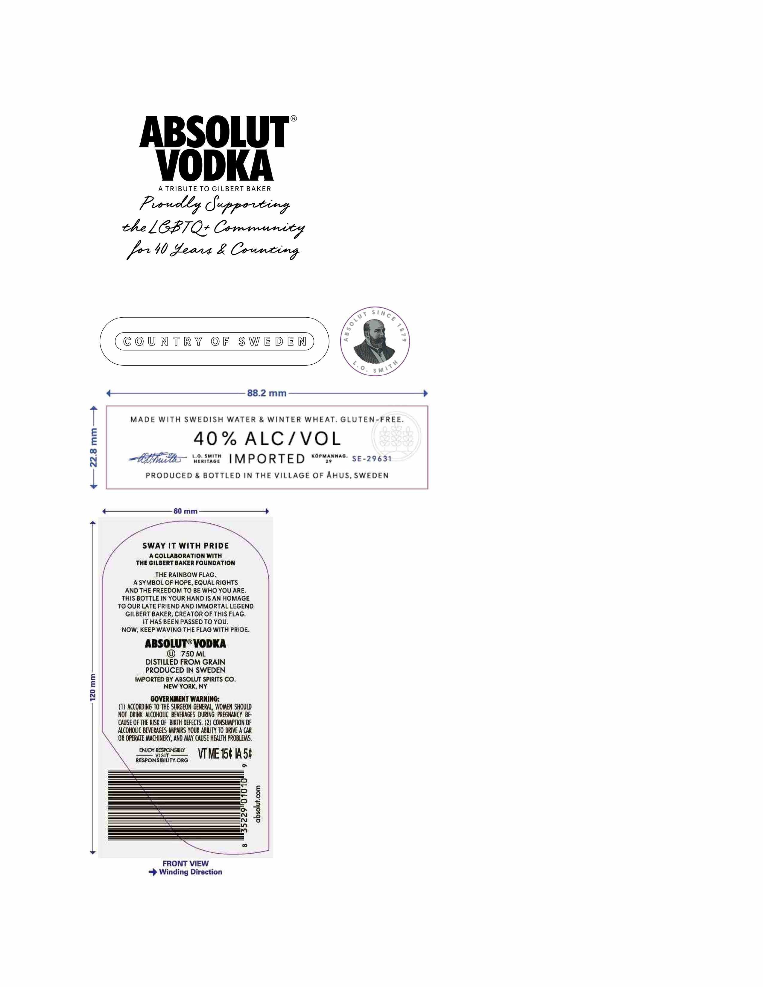 TABC label artwork for Absolut Color Pride Vodka