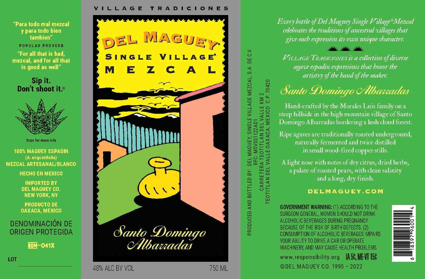 TABC label artwork for Del Maguey Albarradas Mezcal