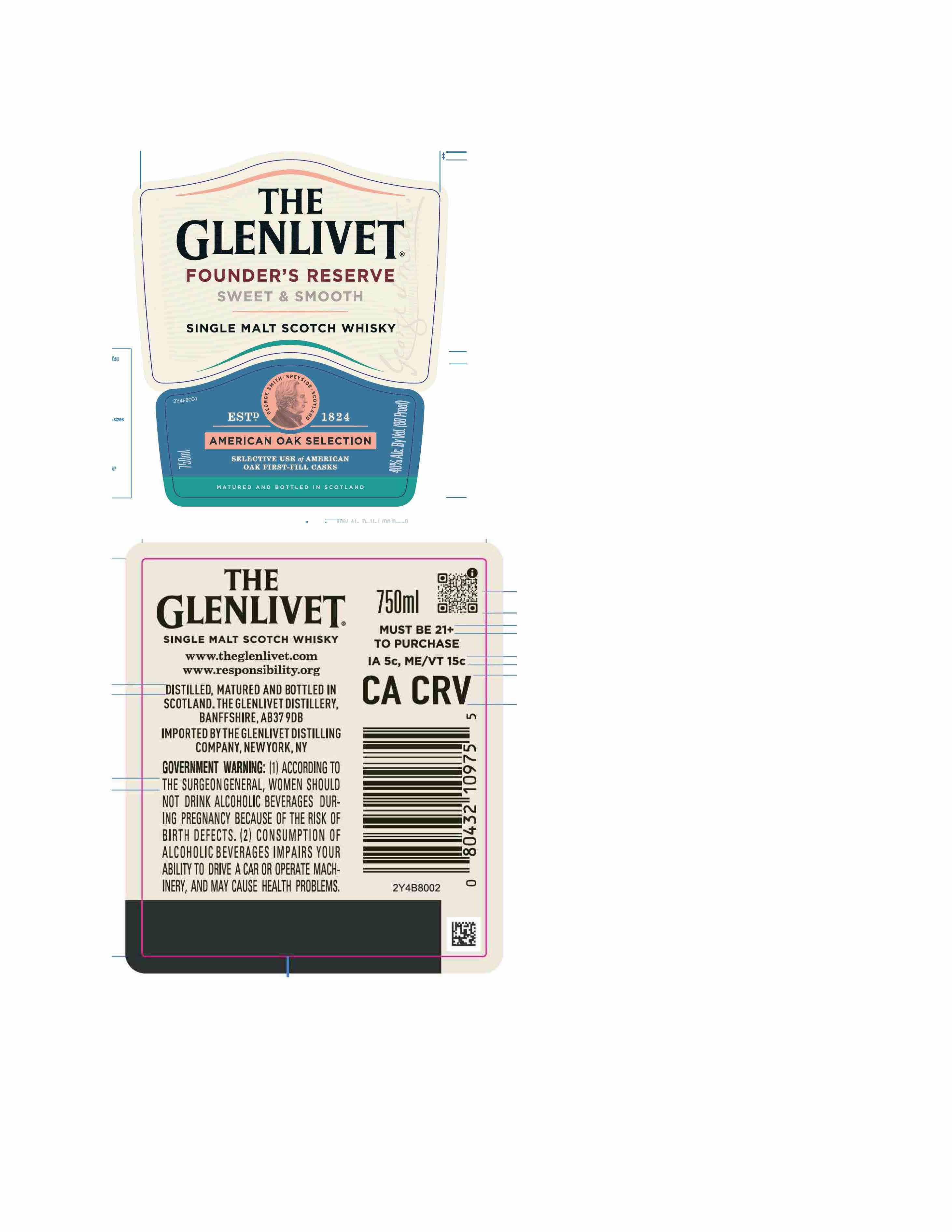 TABC label artwork for The Glenlivet Founder's Reserve American Oak Selection