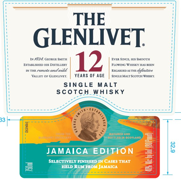 TABC label artwork for The Glenlivet 12 YO Jamaica Edition